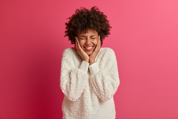 Close up on young attractive and charismatic woman isolated