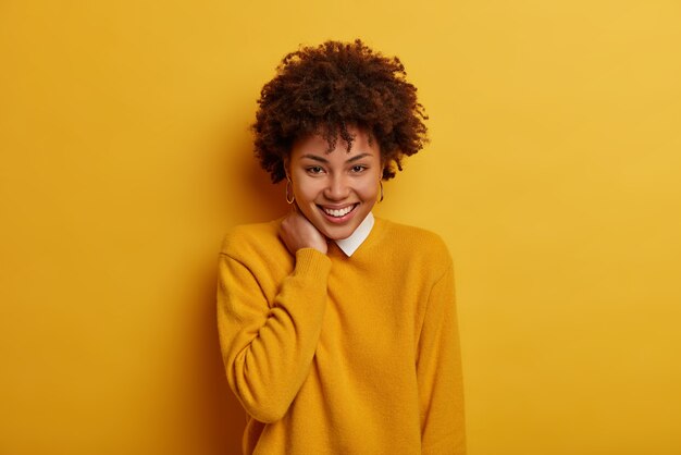 Close up on young attractive and charismatic woman isolated