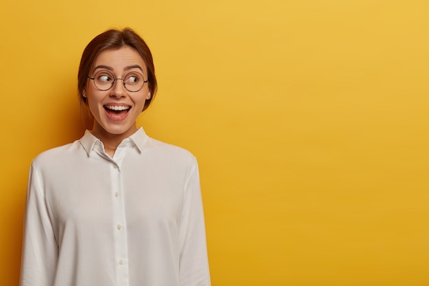 Close up on young attractive and charismatic woman isolated