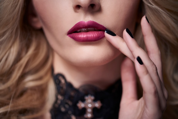 Close up on young beautiful woman dressed for Halloween