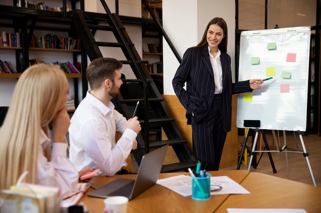 Close up on young business person doing internship