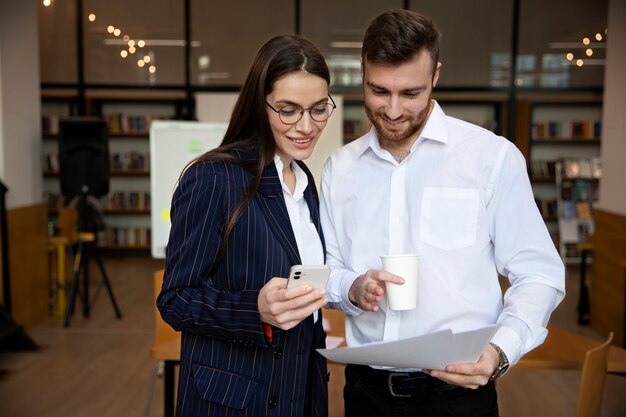 Close up on young business person doing internship