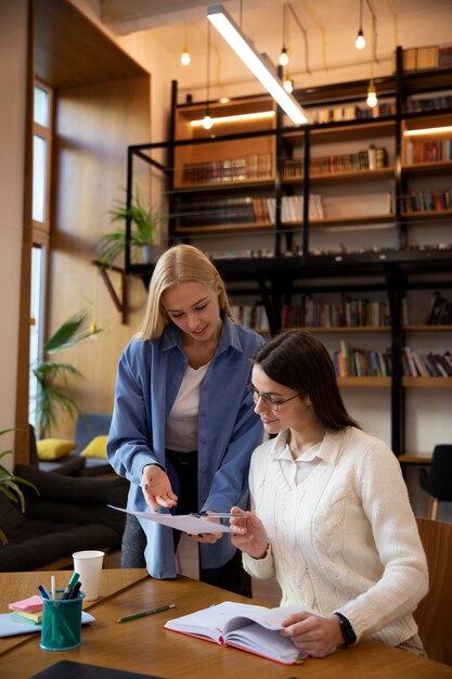 Close up on young business person doing internship