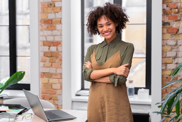 Close up on young businesswoman