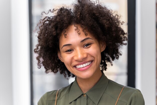 Close up on young businesswoman