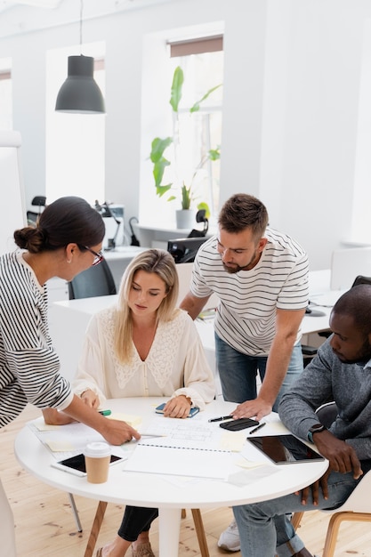 Close up on young colleagues having a meeting