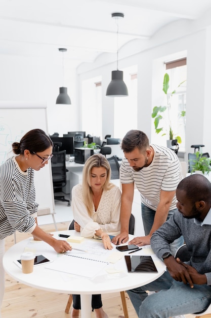 Close up on young colleagues having a meeting