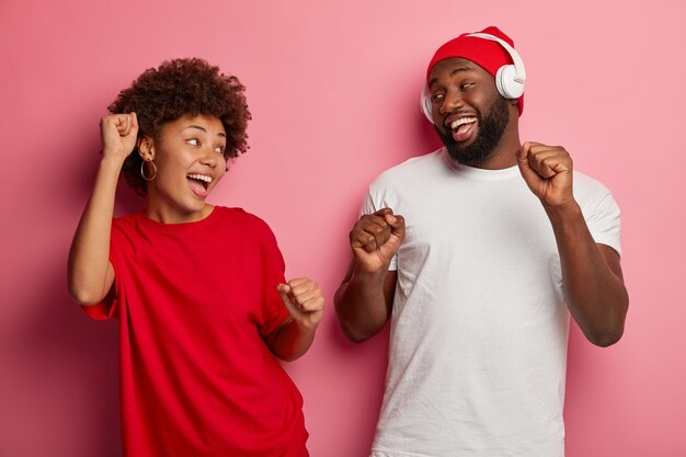 Close up on young couple having fun together