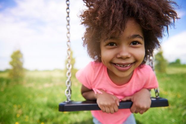 Free photo close up on young cute girl having fun