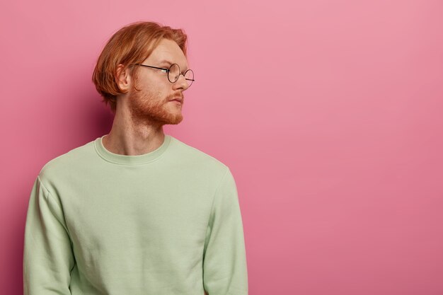 Close up on young ginger handsome man