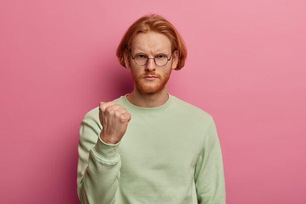 Close up on young ginger handsome man