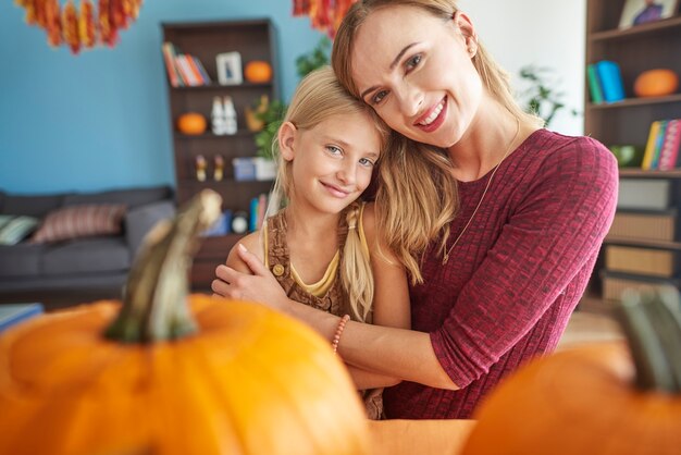 Close up on young and happy family spending time together