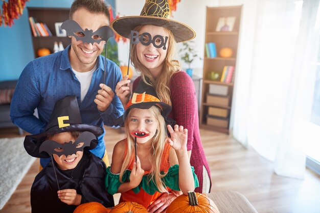 Close up on young and happy family spending time together