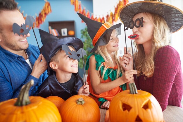 Close up on young and happy family spending time together