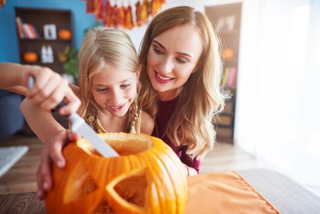 Close up on young and happy family spending time together