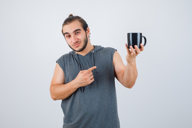 Close up on young man gesturing isolated