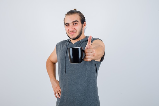 Close up on young man gesturing isolated