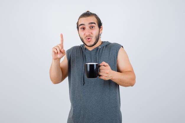 Close up on young man gesturing isolated