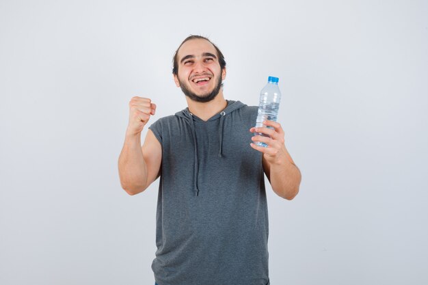 Close up on young man gesturing isolated