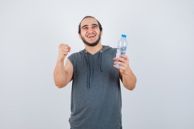 Close up on young man gesturing isolated