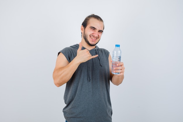 Close up on young man gesturing isolated