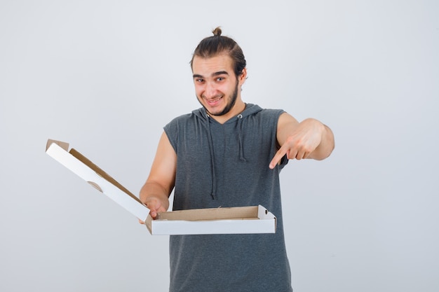 Close up on young man gesturing isolated