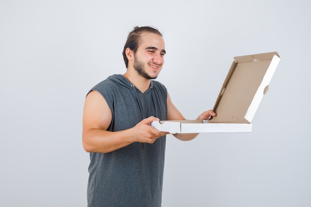 Close up on young man gesturing isolated