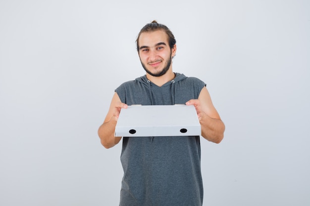 Close up on young man gesturing isolated