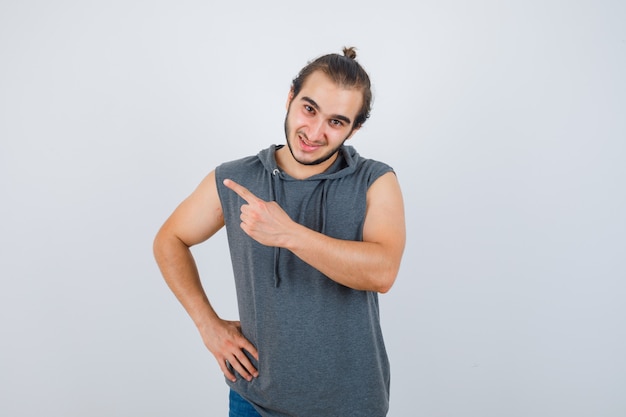 Close up on young man gesturing isolated