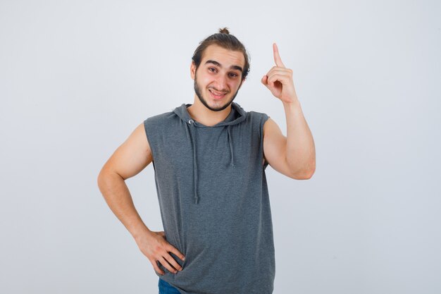 Close up on young man gesturing isolated