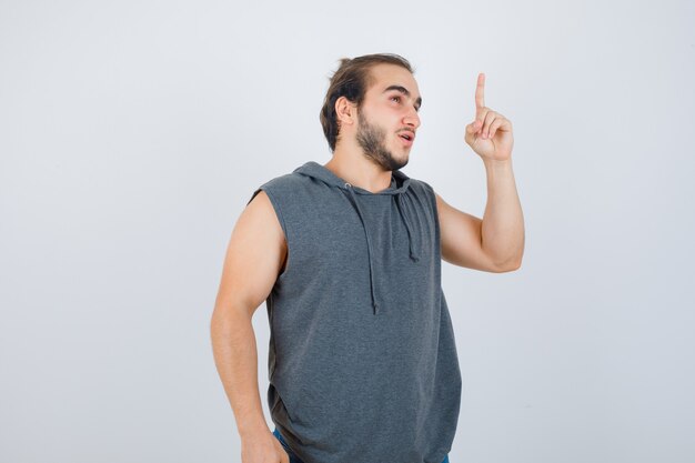 Close up on young man gesturing isolated