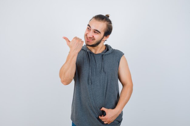 Close up on young man gesturing isolated