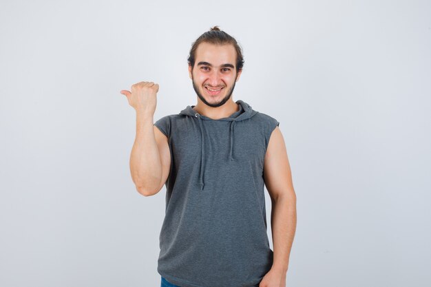 Close up on young man gesturing isolated