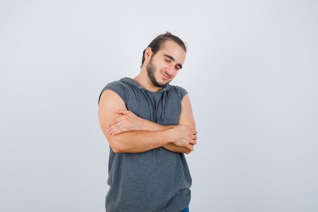 Close up on young man gesturing isolated Free Photo