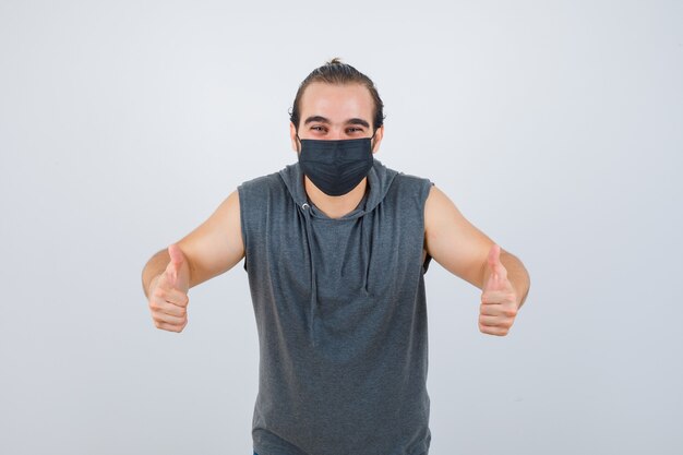 Close up on young man gesturing isolated