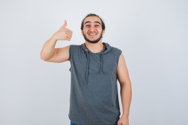 Close up on young man gesturing isolated