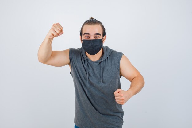 Close up on young man gesturing isolated