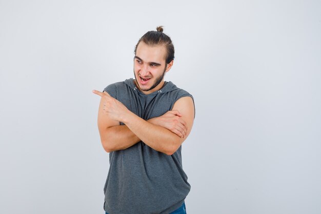 Close up on young man gesturing isolated