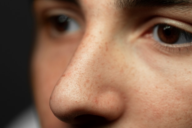Close up young man skin texture
