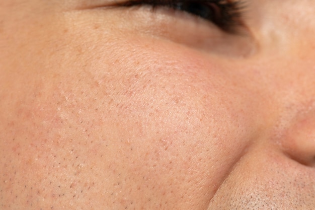 Close up young man skin texture