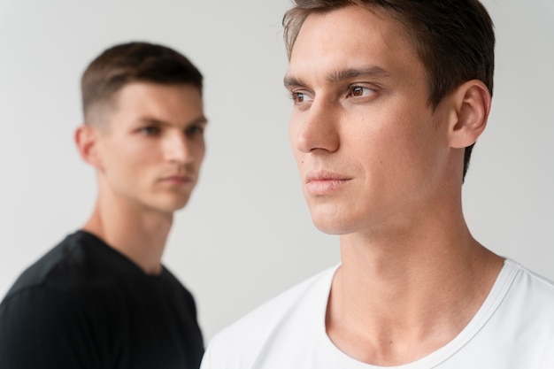 Close up young men portrait