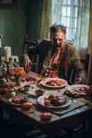 Foto gratuita primo piano sugli zombie che cenano