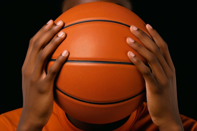 Бесплатное фото Рядом с баскетбольным мячом