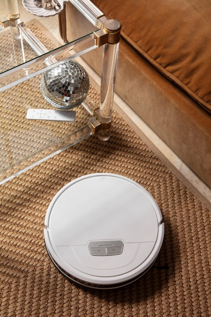 Close upon  robot vacuum cleaner indoors