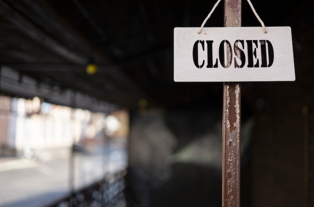 Closed sign hanging still life