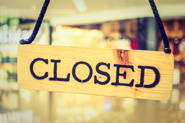 Closed sign of a restaurant