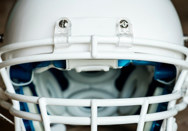 Closeup of American football helmet