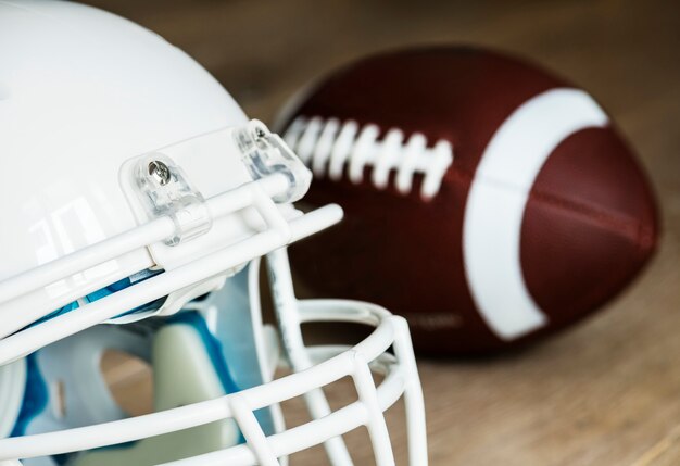 Closeup of American football helmet