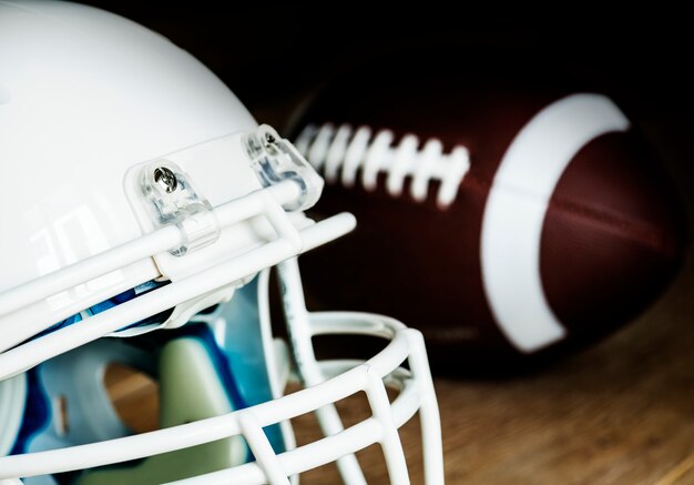 Closeup of American football helmet