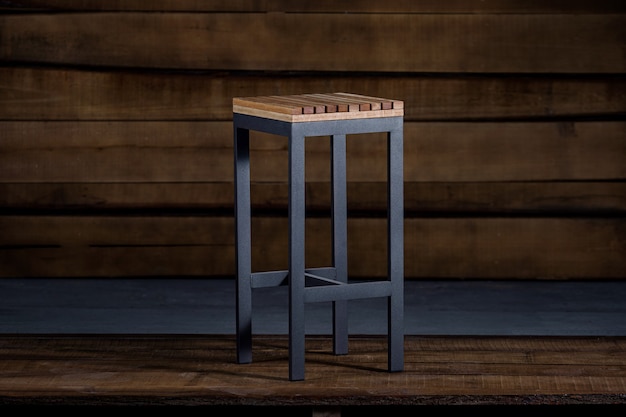 Closeup of a bar stool in loft style